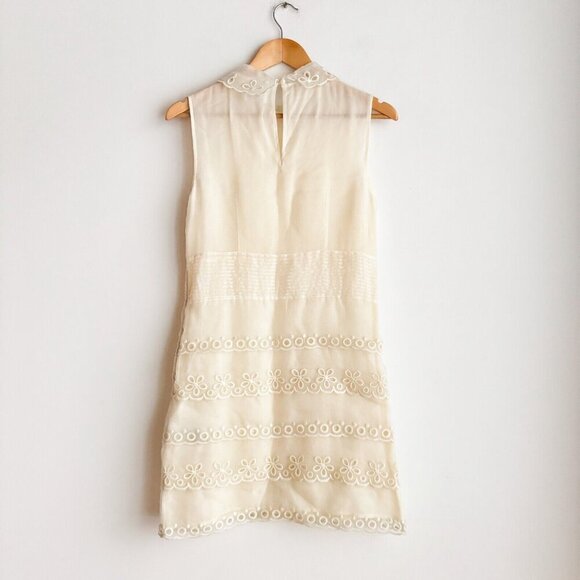 Valentino White Organza Eyelet Detail Sheer Sheath Dress S - Picture 4 of 7